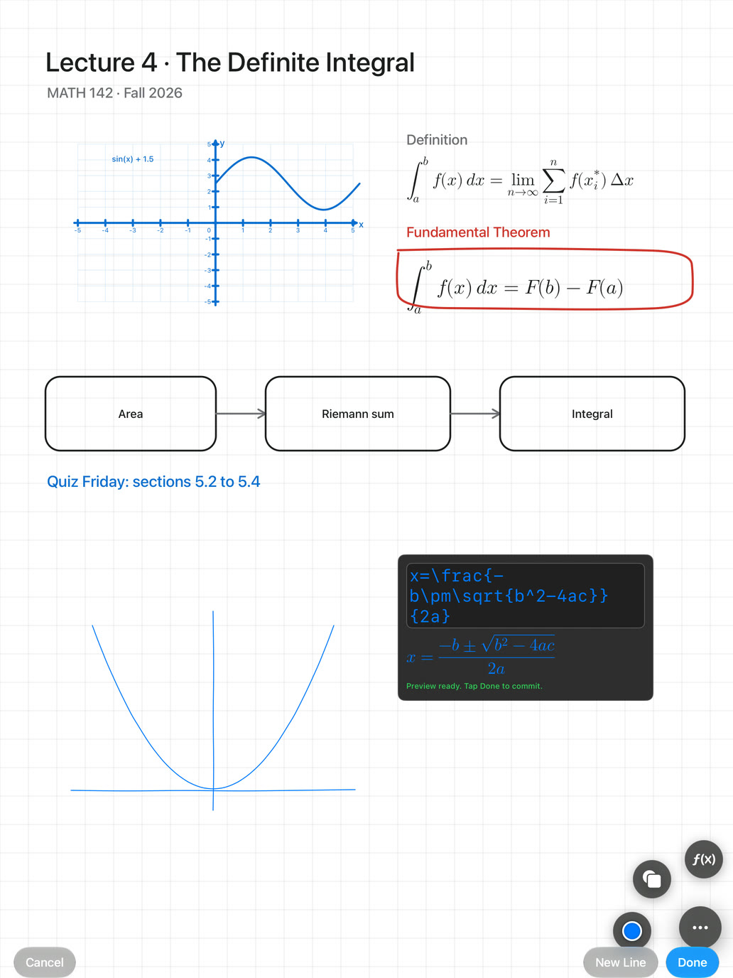 LaTeX formula editor with live preview on iPad